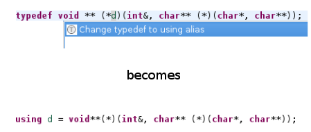 Replacing typedefs with using